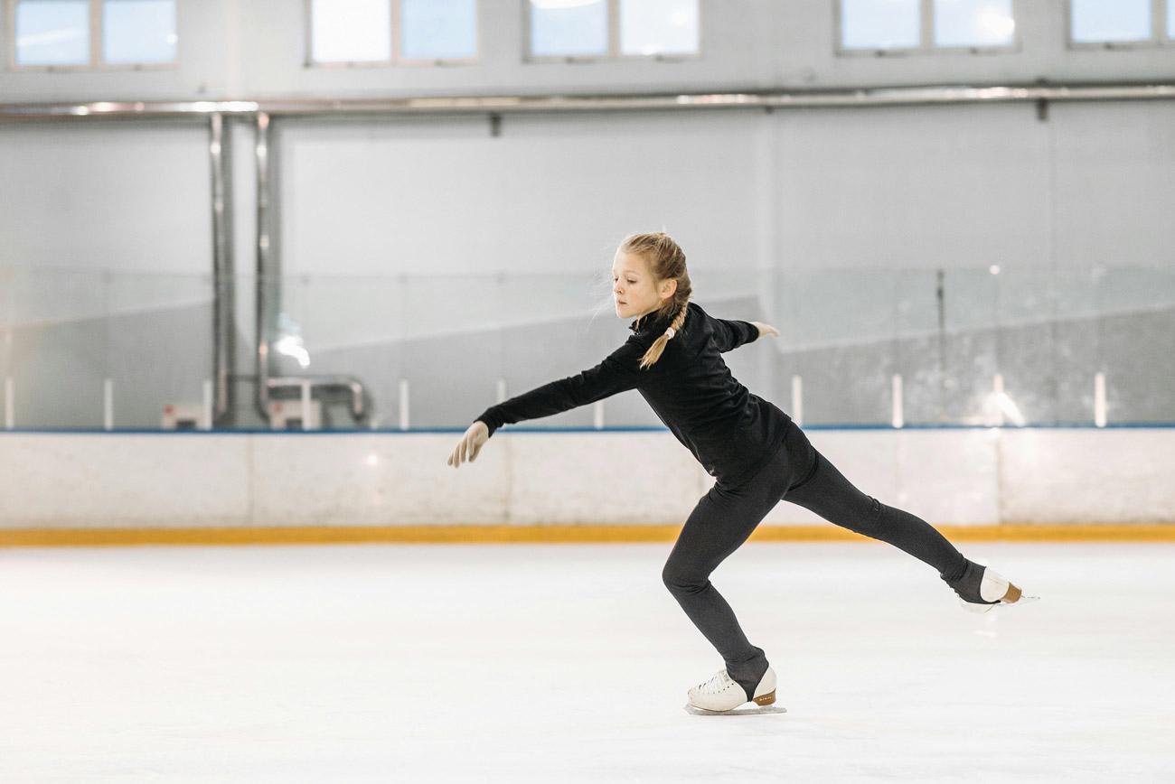 Figure girl teen skating stock